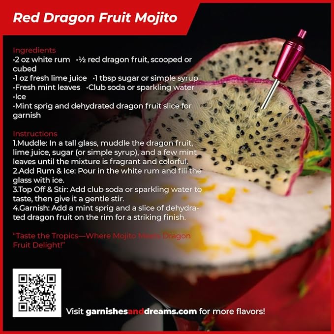 Garnishes &amp Dreams Dehydrated &amp Dried Red Dragon Fruit (5.5oz) – Natural Exotic Tropical Fruit Chips for Cocktails Mixology Baking &amp Healthy Snacking No Sugar Added Edible Dried Fruit