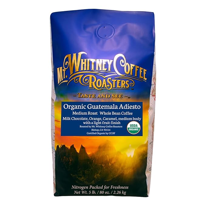 Mt. Whitney Guatemala Adiesto Cooperative Organic Low Acid - Whole Bean Coffee (Whole 5 lb)