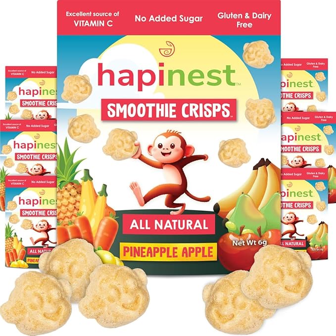 Hapinest Freeze-Dried Fruit &amp Veggie Snacks for Kids 6 Pack (6 grams each) – Fun Shapes Gluten Free No Added Sugar 12 Vitamins &amp Minerals Excellent Source of Vitamin C