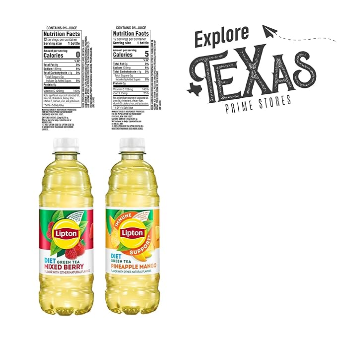 Lipton Diet 12-Pack 16.9 fl oz Iced Green Tea Bottles - Mixed Berry + Pineapple-Mango