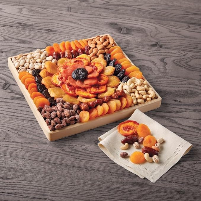 Harry &amp David Dried Fruit And Nut Tray Healthy Snack Mix Fruit And Nut Gift Basket Includes Apricots Peaches Dates Prunes Pears Cashews Pistachios Peanuts Almonds All Occasions