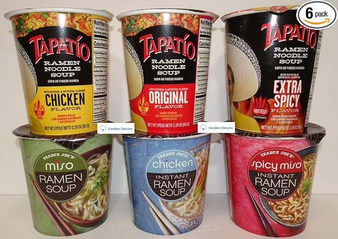 Tapatio Small Ramen Noodle Soup &amp Trader Joe’s Instant Ramen Soup (Six Cups)