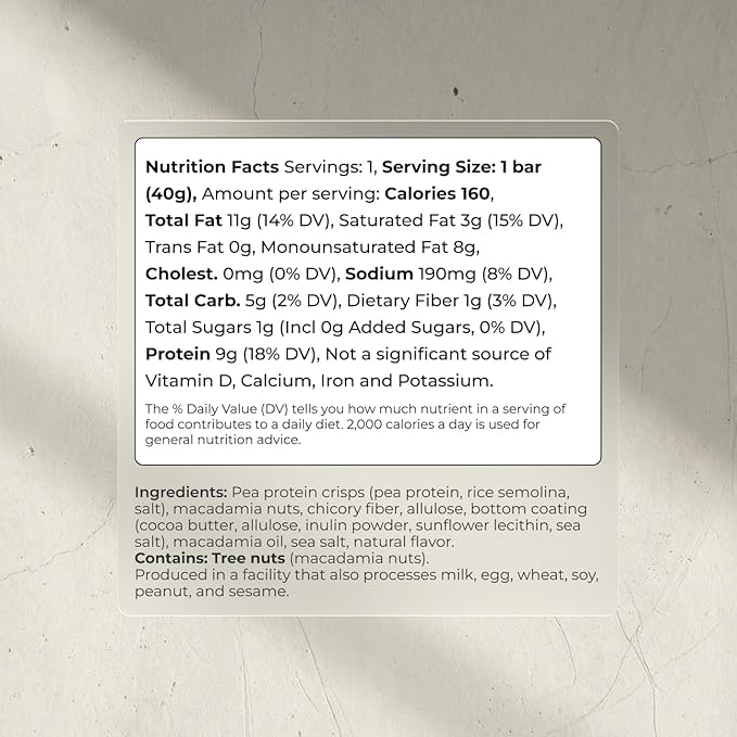 Blueprint Bryan Johnson Macadamia Nut Protein Bars – 9G Plant Protein – Vegan Low Carb Low Sugar Keto-Friendly Snacks - Non-GMO Raw Nut Bar Natural Ingredients (White Cocoa - 12 Pack)