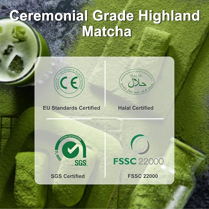 Letstay Matcha Matcha Powder Ceremonial Grade Highland Matcha Tea Organic Matcha Green Tea - Premium 1st Harvest - Zero Sugar Halal Certified &amp SGS Certified &amp FSSC 22000 30g (1.06oz) Tin