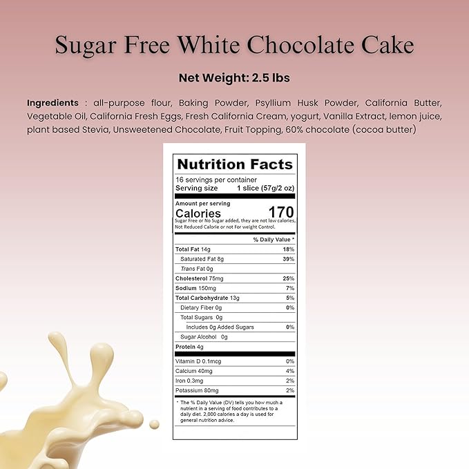 ANDY ANAND CHOCOLATIER Sugar Free White Chocolate Cake Topped With Strawberry Enjoy The Amazing Taste of a Classic Cake Diabetic Friendly Amazingly Delicious Guilt-Free Dessert For Celebrations (2