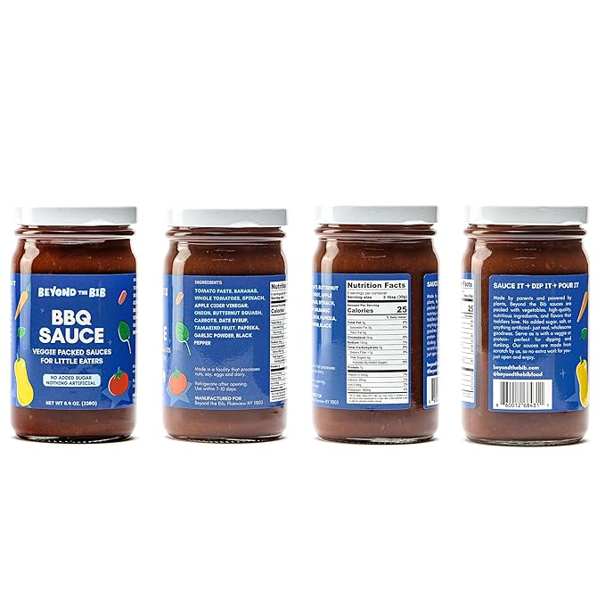 Beyond the Bib All Natural Toddler Sauces for Picky Eaters - Hidden Vegetables No Added Sugar Quick &amp Healthy Mealtime Solution - For 24+ Months (Tomato BBQ Sweet Mustard)