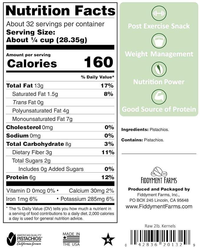 Fiddyment Farms 2 Lb. Raw Pistachio Kernels