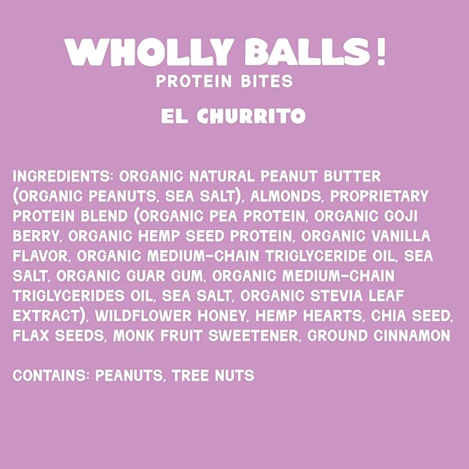 Wholly Balls Protein Bites – Healthy Plant-Based Snack | High Protein Low Sugar Gluten-Free Energy Balls (Pack of 3 El Churrito)