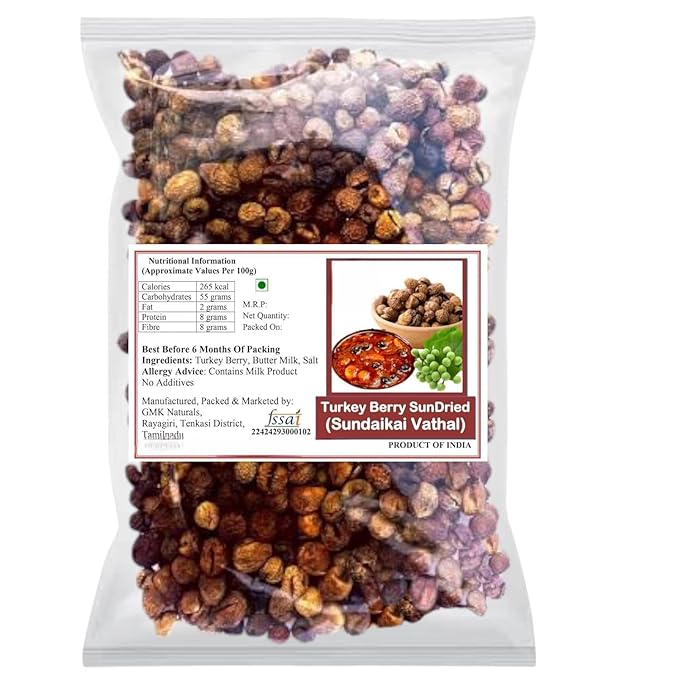 Naturals Dried Turkey Berry Sundakkai Vadagam Chundaikai Vathal Turkey Berry (Bhankatiya)| Traditional home made for vathal kulambu 100 Gram