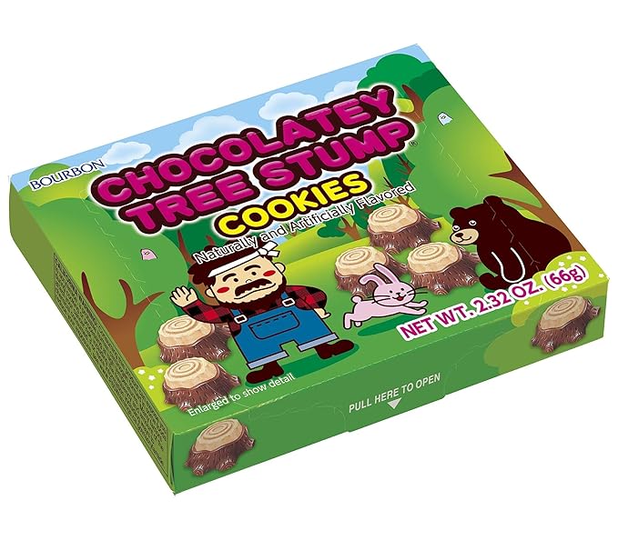 Bourbon Chocolatey Tree Stump Cookies 10-Pack – Japanese Stump-Shaped Biscuits with Rich Chocolate Filling