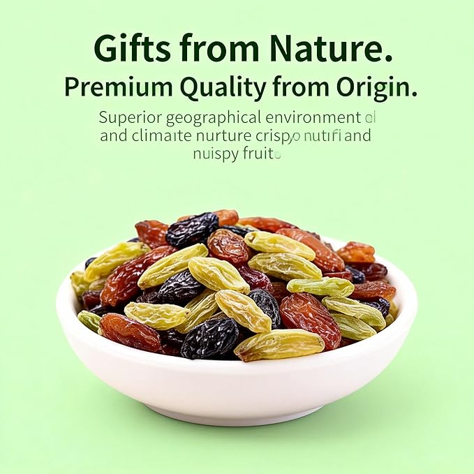 Tri-Color Large Raisins 500g Can - Ready To Eat Dried Fruit Snack No Wash Needed Soft &amp Sweet For Baking Oatmeal Yogurt