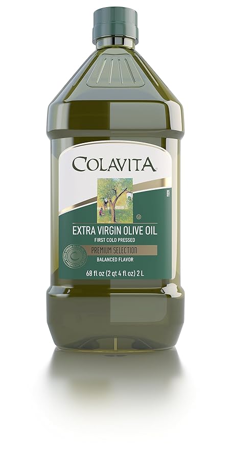 Premium Selection Extra Virgin Olive Oil 68 Oz - First Cold Pressed Ideal for Roasting Baking Dressings - Imported from Italy by Colavita