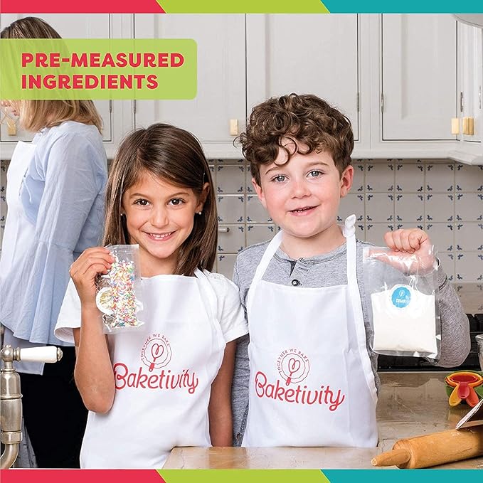 Baketivity Kids Baking Set Meal Cooking Party Supply Kit for Teens Real Fun Little Junior Chef Essential Kitchen Lessons Includes Pre-Measured Ingredients (Baketivity Kit Smores)