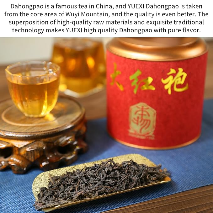 Yuexi Da Hong Pao Oolong Tea Loose Leaf Dahongpao Big Red Robe Chinese Tea Dahongpao Oolong Tea Fujian Wuyi Mountain Core Area Strong Flavors Aftertaste Sweet 大红袍 乌龙茶 武夷山 茶叶 120g/4.23oz