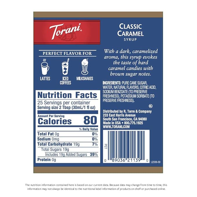 Torani Syrup Classic Caramel 25.4 Ounces (Pack of 4)