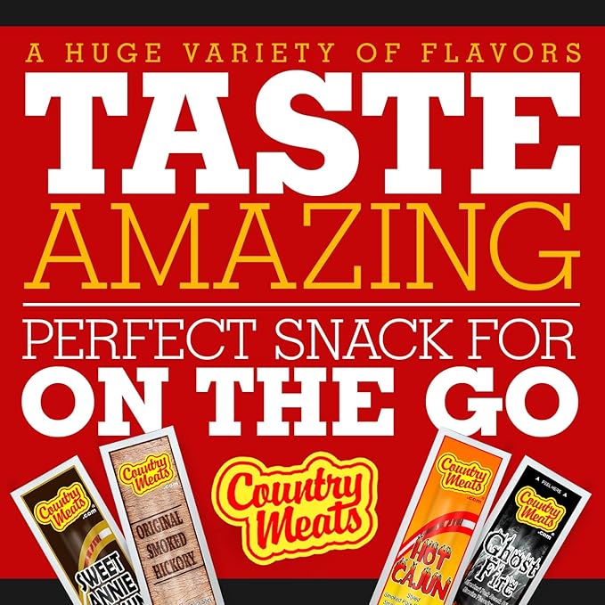 Country Meats Meat Sticks 0 Trans Fat USDA Certified Good Source of Protein Carb Conscious Snack (24 Meat Sticks Pickle)