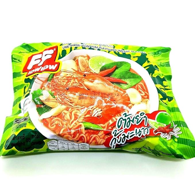 Lime Shrimp Tom Yum Flavour Quick Cooking ThaiFF Instant Noodles Soup Fest Halal Spicy Food (Pack of 5)