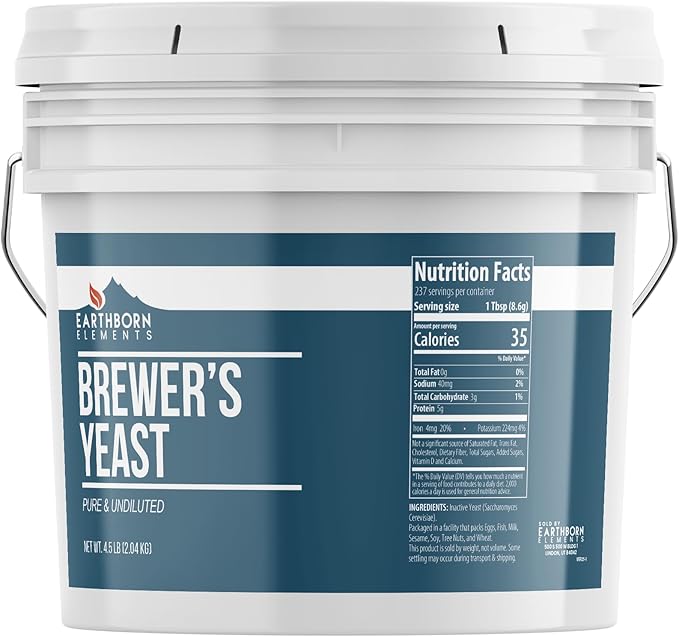 Earthborn Elements Brewer’s Yeast 1 Gallon Bucket Pure &amp Undiluted Inactive Yeast