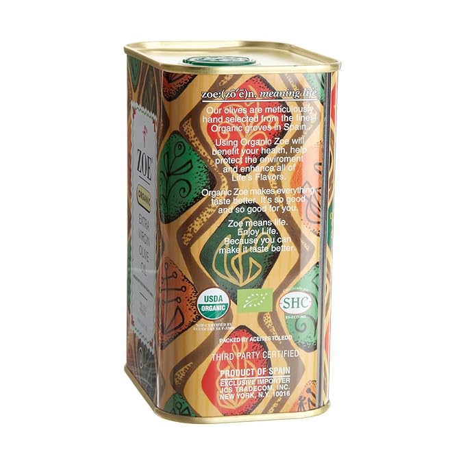 ZOE Extra Virgin Olive Oil 3L (101.4 fl oz) | Freshly Harvested First Cold-Pressed | High Polyphenol Hand-Selected Olives from Spain | Fruity Flavor Rich Aroma | BPA-Free Tin
