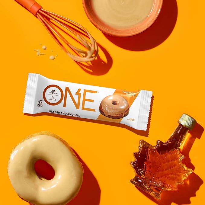 ONE Protein Bars Chocolate Chip Cookie Dough Gluten Free Protein Bars with 20g Protein &amp Protein Bars Maple Glazed Doughnut Gluten-Free Protein Bar with 20g Protein and only 1g Sugar