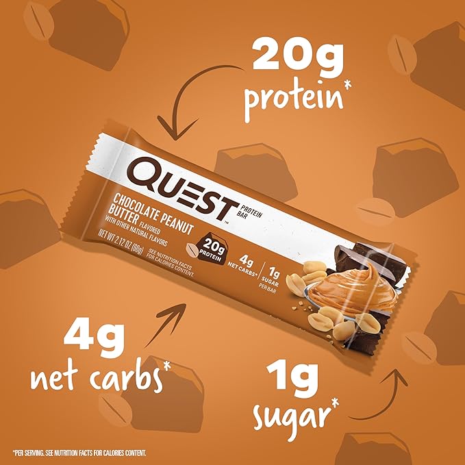 Quest Nutrition Crispy Chocolate Caramel Pecan Hero Protein Bar 15g Protein 1g Sugar 3g Net Carb &amp Chocolate Peanut Butter Bars High Protein Low Carb Gluten Free Keto Friendly