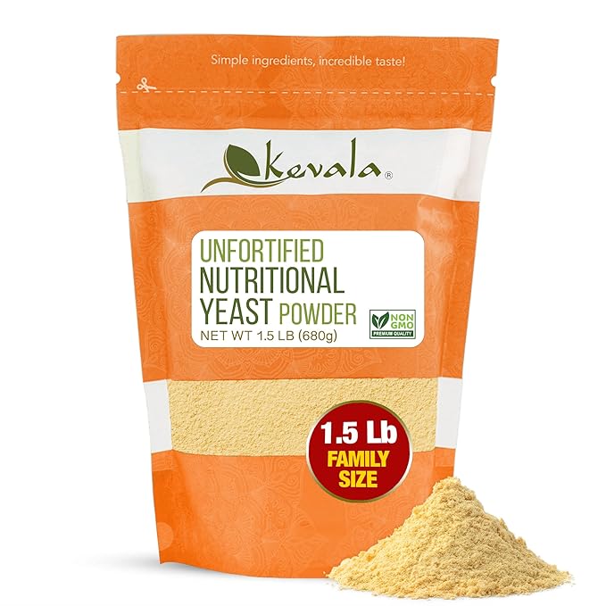Kevala Nutritional Yeast - Premium Non Fortified Powder for Vegan Cooking Product of USA Seasoning with a Cheesy Flavor Dry Yeast With No Added Salt for Everyday Vegan Food Nutrition 1.5 lb