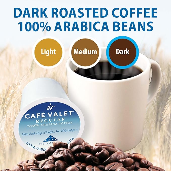 Cafe Valet Folds of Honor Dark Roast Coffee Pods 80 Count – Contributing to Military Family Scholarships