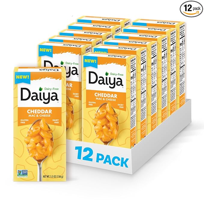 Daiya Dairy Free Gluten Free Cheddar Mac &amp Cheese Vegan Plant Based Rice Pasta 5.5 oz (Pack of 12)