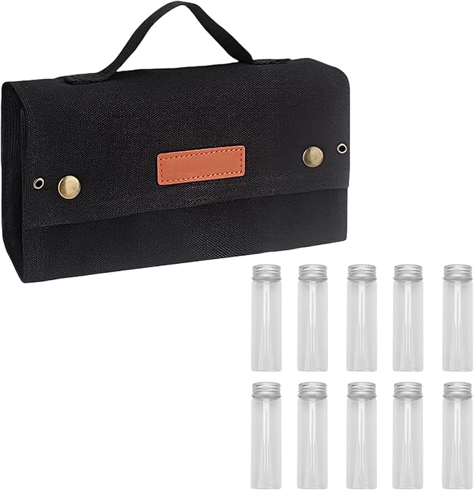 Foldable Spice Kit For Bbq 10 Jars And Portable Bag 4.7 X 2.8 X 9.1 In Travel Friendly For Camping