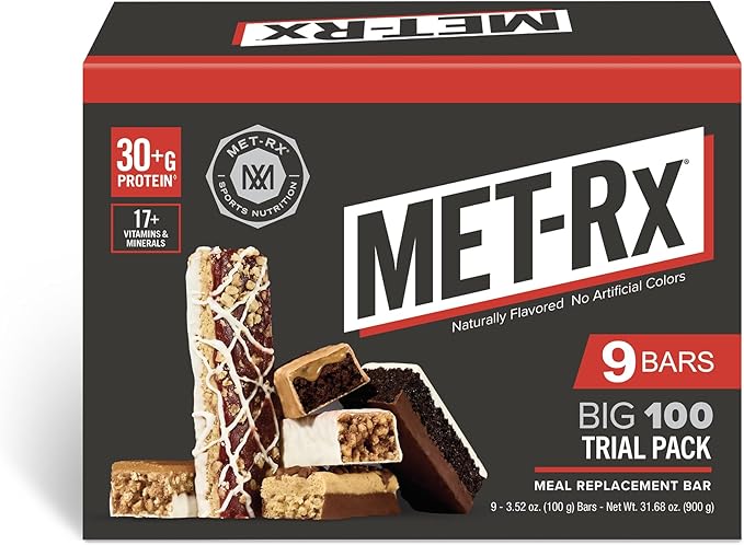 MET-Rx Big 100 Trial Pack Meal Replacement Bars 9 Count