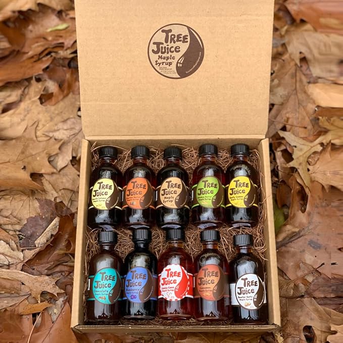 Tree Juice Maple Syrup Gift Box | Gift for Birthdays Corporate Holidays and more | 10-2 ounce bottles