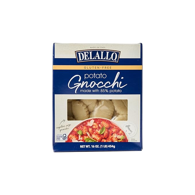 DeLallo Gluten Free Gnocchi Pasta 16 Ounce Box Non-GMO Made with Potato and Rice Flour Vegan (8 Pack)