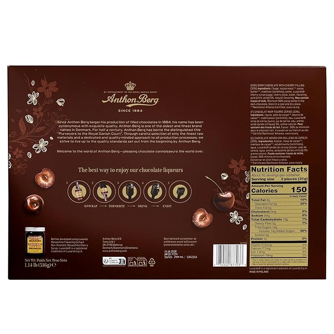 Anthon-Dark Berg Luxardo Cherry Sensations Chocolate Gift 33 Count Denmark Choclates Gifts