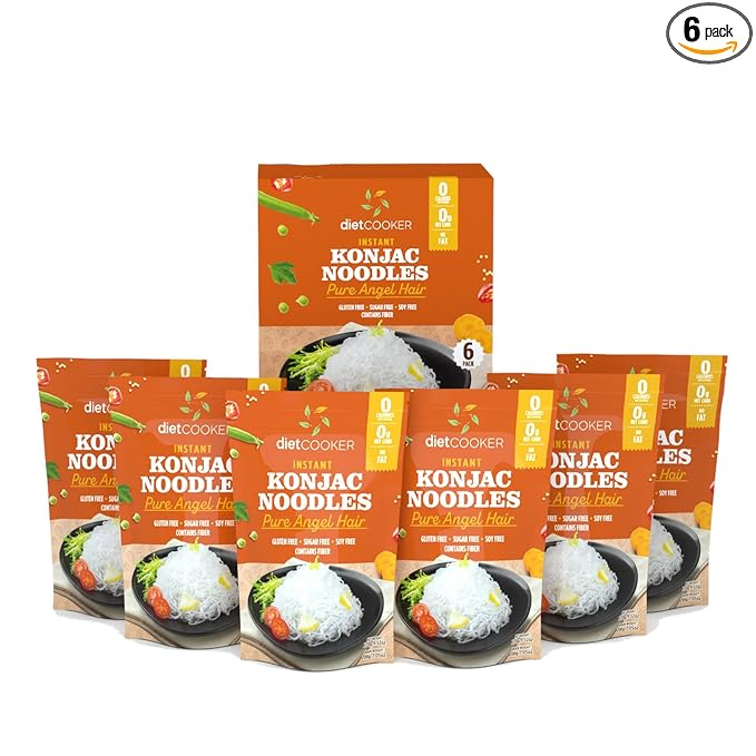 Shirataki Noodle DIET COOKER Premium Konjac Noodle Keto &amp Vegan Friendly 9.52 oz Odor Free Low Calorie Pasta Zero Net Carbs Healthy Diet Food - Angel Hair (6 Packs)