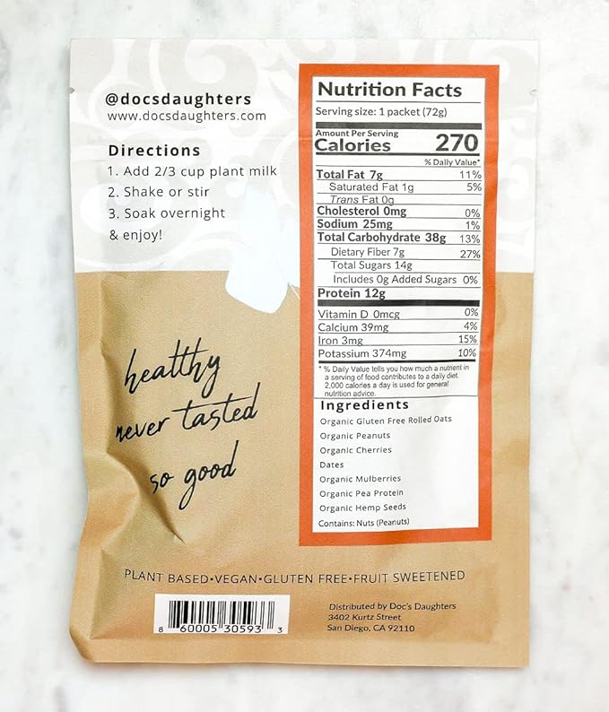 Doc's Daughters Superfood Overnight Oats - Peanut Butter Protein (6 Pack)