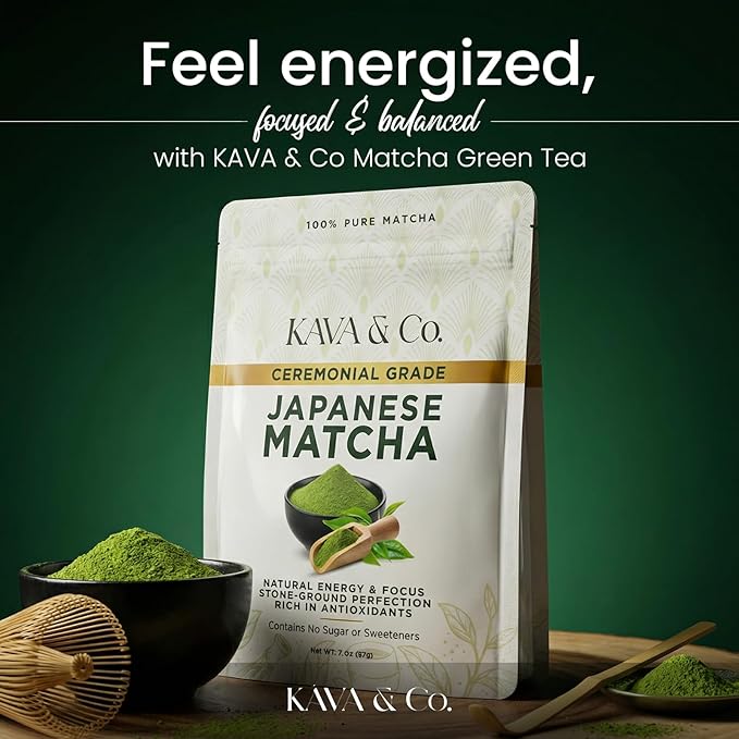 Kava &amp Co. Ceremonial Grade Japanese Matcha Green Tea Powder