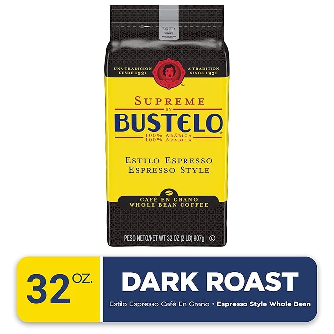 Supreme Bustelo Espresso Style Whole Bean Coffee Dark Roast 32 oz. Each (SMU01800)