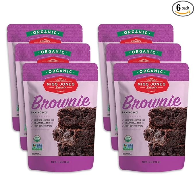 Miss Jones Baking Organic Fudge Brownie Mix Non-GMO Vegan-Friendly: Rich Cocoa (Pack of 6)