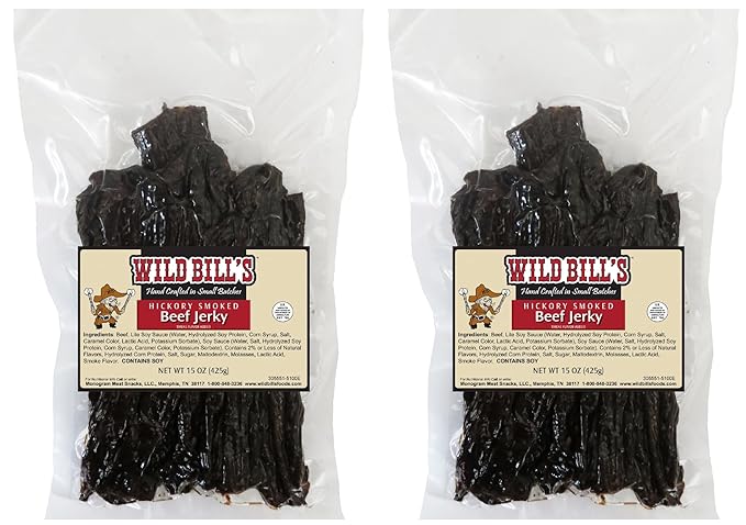 Wild Bill's Original Hickory Smoked Beef Jerky Two-Bag Starter Kit (two 15oz bags and 1 jar)