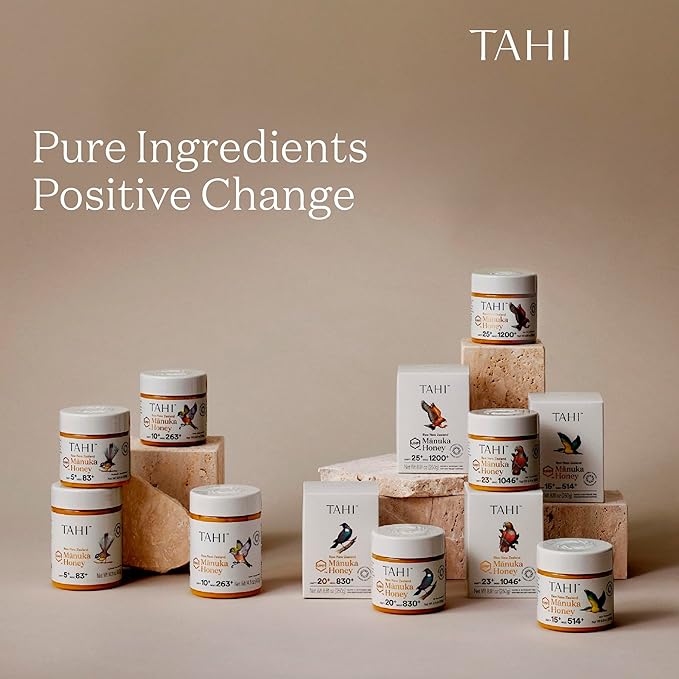 Tahi Raw Manuka Honey New Zealand UMF 20+ Certified (MGO 830+) - 100% Sustainable Monofloral and Natural Honey - Non-GMO Glyphosate-Free and Gluten-Free - New Zealand Manuka Pure Honey - 8.81oz