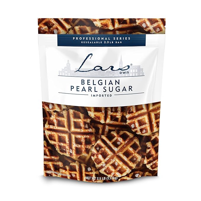 Lars Own Professional Series Belgian Large Pearl Sugar – 1-Pack 2.5-lb Resealable Bag – Large Crystals for Caramelization in Liège Waffles