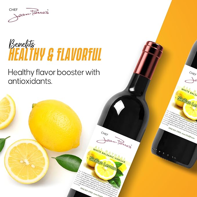 Chef Jean Pierre's Italian Balsamic Vinegar - 375ml (12.5oz) Rich Lemon Flavor 12-Years Traditional Barrel Aged - Ideal For Enhancing Your Meals