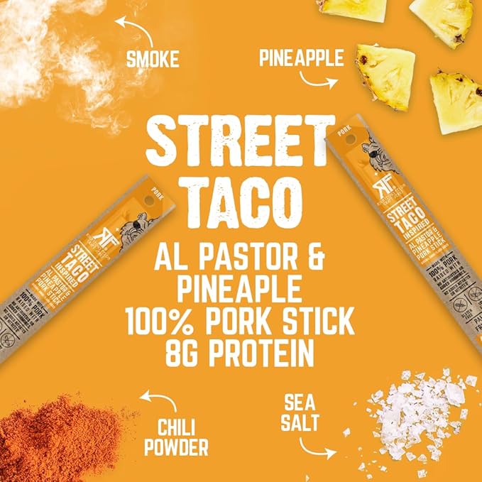 Righteous Felon Mini Meat Sticks | 100% Pork Sticks | Keto Gluten Free Low Sugar High Protein Snacks | Healthy Meat Snacks for Kids &amp Adults | Street Taco Pork Sticks 24 Count