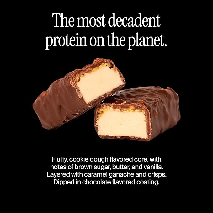 David Bronze High Protein Bars - Cookie Dough Caramel Chocolate Crunch Flavor - 0g of Sugar Low Carb Gluten Free - 20g of Protein 150 Calories - On-The-Go Snack Pack of 12