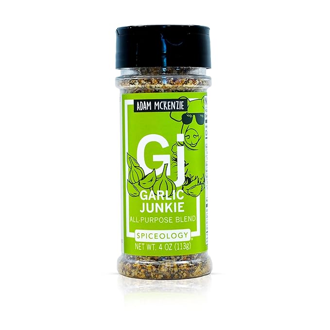 Spiceology &amp Adam McKenzie - Garlic Junkie - All-Purpose Seasoning BBQ Rubs and Spice Blends - Use On: Beef Brisket Corned Beef Steak Pork Chicken Poultry Seafood or Vegetables - 4 oz