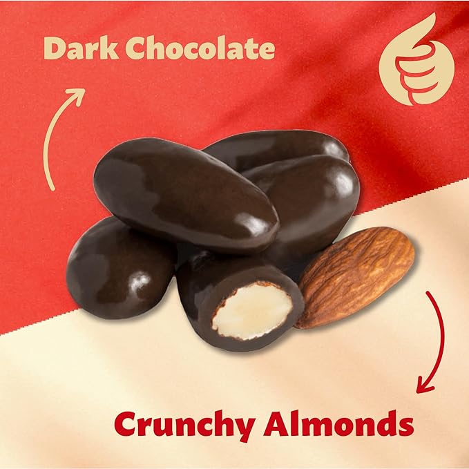 Dark Chocolate Covered Almonds 2-Pound Bag | Bulk Chocolate Covered Nuts | Coated Roasted Almonds for Gifting Party Favors Office Candy Jars &amp Dessert Boards