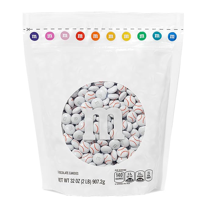 M&ampM’S WORLD Baseball Milk Chocolate Candies 2 lbs Bulk – For Baseball Party Favors Party Supplies Goodie Bags and More