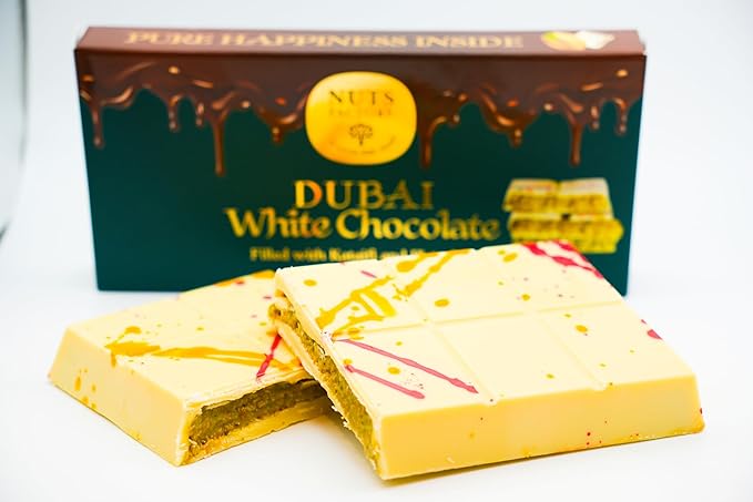 Nuts Factory – Dubai White Chocolate Bars – Pistachio &amp Kataifi – Pack of 2