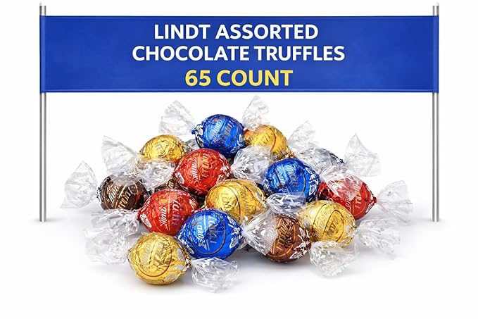 Lind.tAssorted Chocolate Truffles 60 Count 4 to 8 Flavors Individually Wrapped Gourmet Chocolate Candy Truffles Chocolate with Melting Truffle Center- Perfect for Easter Baskets etc. Parties Birthda