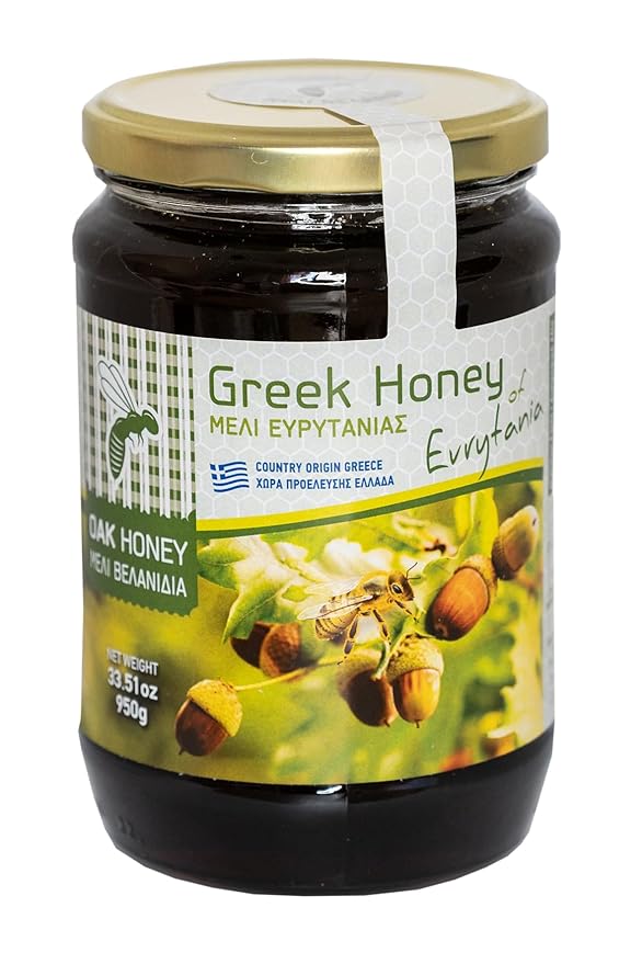 Premium Greek Oak Honey from Evrytania Award-Winning Mountain-Sourced 33.51 oz (950g)
